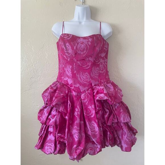 VTG Betsey Johnson Y2K 80s Bubble Hem Floral Dress Prom Event Party Feminine 8 - Picture 3 of 13